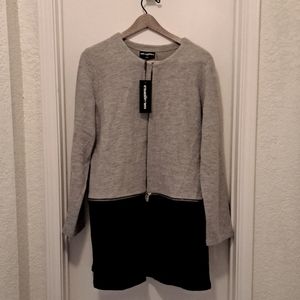 Karl Lagerfeld 2 in 1 Gray and Black ColorBlock Wool Sweater